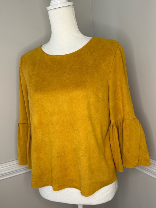 Altar'd State Tops - Altar'd State Mustard Bell-Sleeve Lined Suede Top Size S New without tags